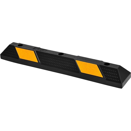 Global Industrial Parking Stop, Uv Black Rubber, 3-15/16 in Height, 35-1/4 in Length, Black/Yellow 670595